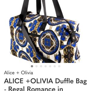 Alice + Olivia Blue White Gold Printed Duffle Bag